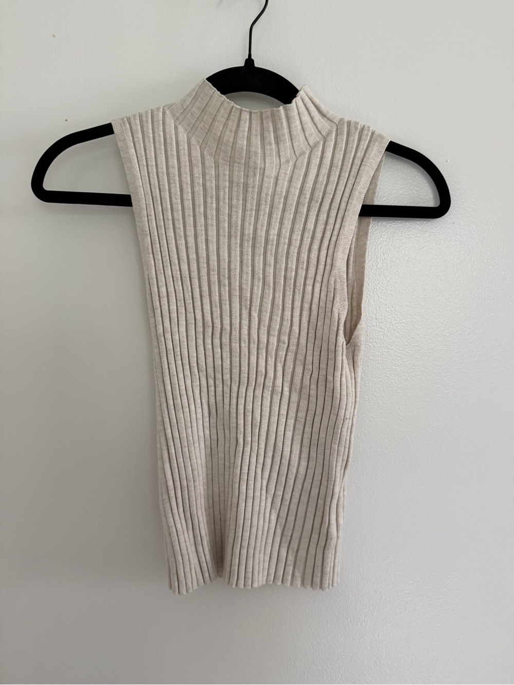 A New Day Sleeveless Ribbed Mock Neck Top - Cream
